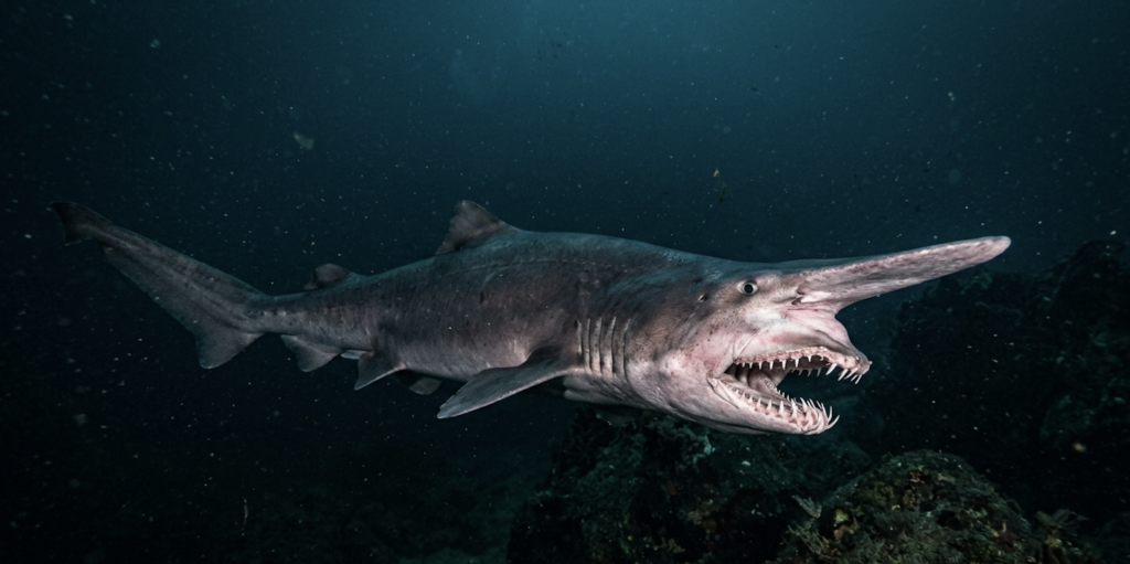 mâchoire du requin lutin visible